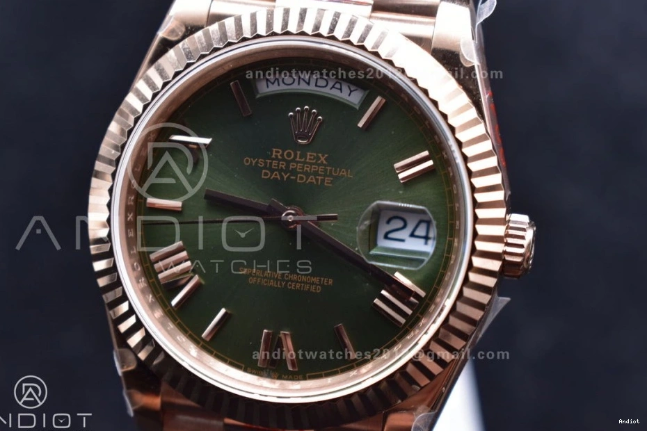 Steel Roman Markers Green on Bracelet DayDate V2 GMF Tungsten 40 RG A2836 Dial President 904L Weighted 1116